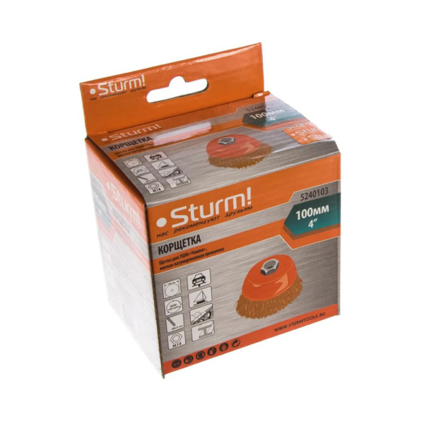 Картинка Щетка чашка для УШМ 100 мм Желтая Sturm