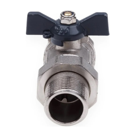 Картинка Кран с американкой ВН 3/4" U бабочка никелированный  AQUALINK