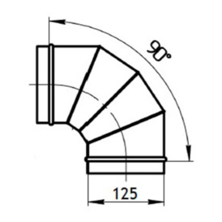 Картинка Отвод для круглых воздуховодов оцинкованная сталь Ø 125 мм 90°