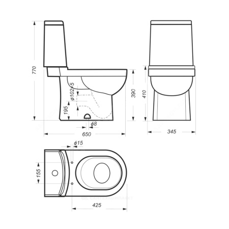 Картинка Унитаз-компакт универсальный выпуск нижний подвод 2 режима Белый Next Comfort Sanita Luxe