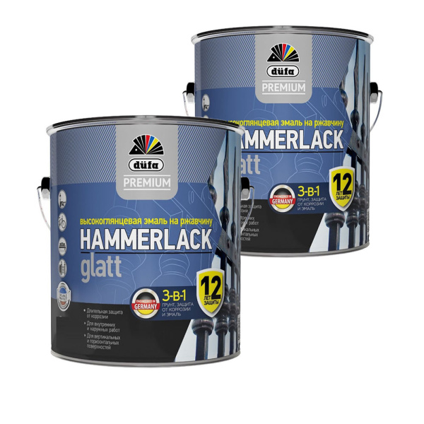 Картинка Эмаль по ржавчине 3в1 Dufa Premium Hammerlack 0,75 л база С