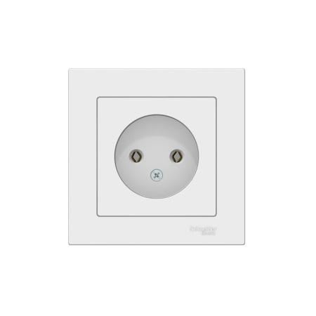 Картинка Schneider ATLASDESIGN Белая розетка без заземления в сборе ATN000140