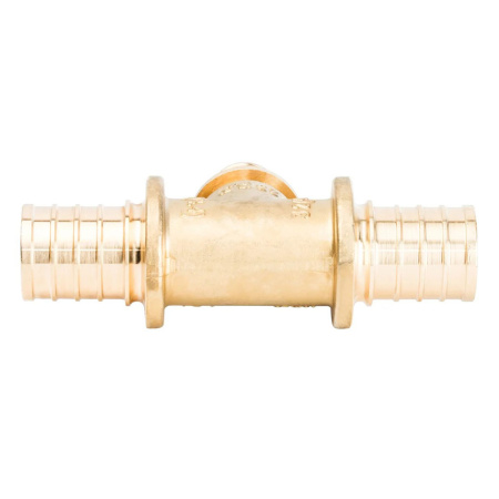 Картинка Тройник 32x25x32 мм латунь для труб из сшитого полиэтилена аксиальный STOUT