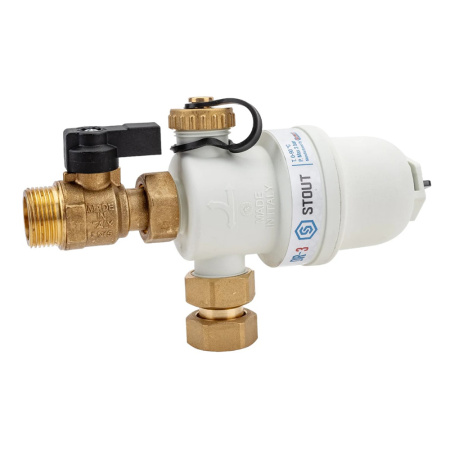 Картинка Фильтр шламоотделитель с магнитом для настенных котлов 3/4 НР-НГ-НР STOUT