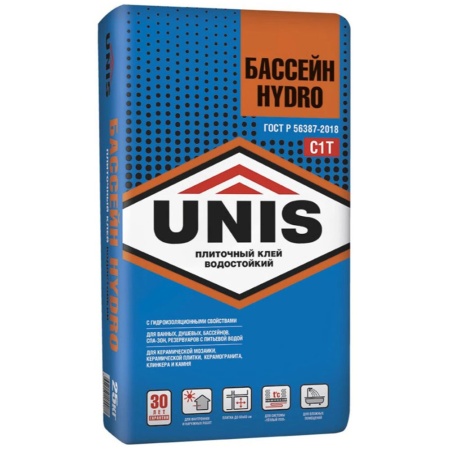 Клей для плитки Unis Бассейн Hydro 25 кг