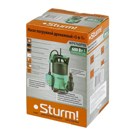 Картинка Насос дренажный 600Вт 217 л/м напор до 7 м Sturm
