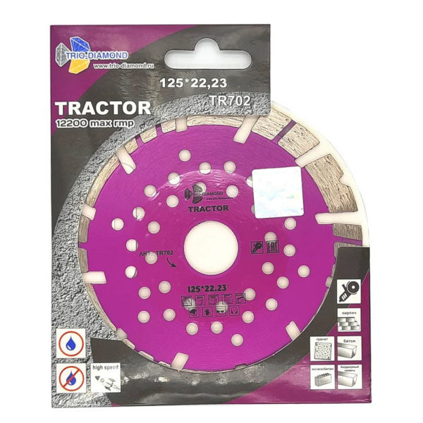 Картинка Круг Алмазный 125х22,23 мм сегмент TRIO-DIAMOND TRACTOR