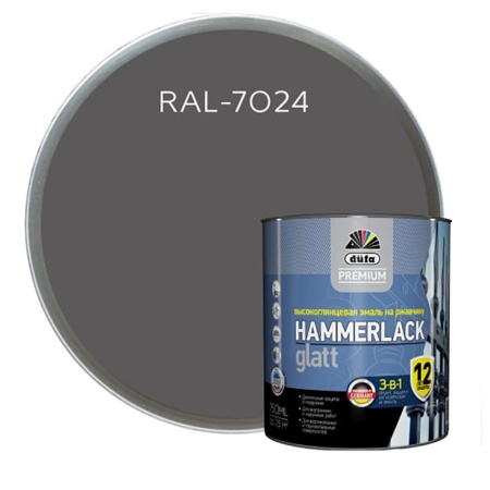 Эмаль по ржавчине 3в1 Dufa Premium Hammerlack 0.75 л Графитовая серая