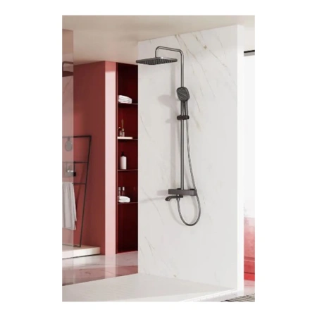 Изображение Душевая система для ванны с термостатом Графит RAGLO 9R22.26.09 Картинка Душевая система для ванны с термостатом Графит RAGLO 9R22.26.09