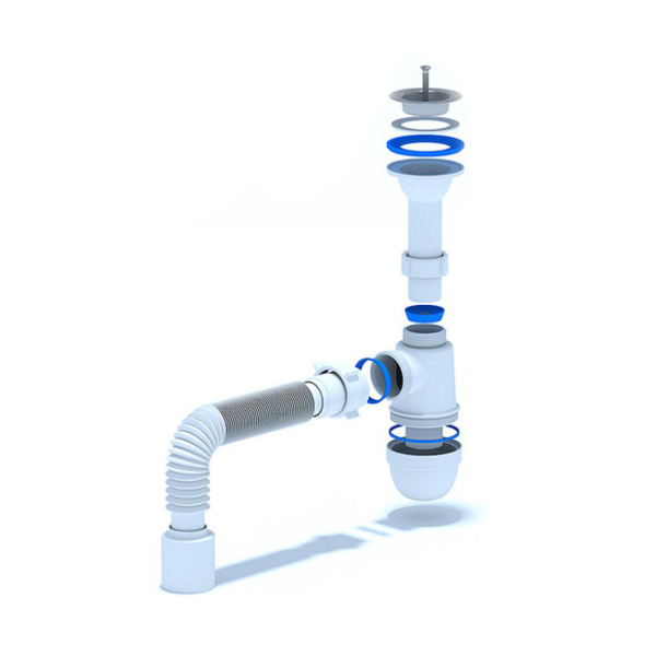 Картинка Сифон для умывальника бутылочный 1 1/2"x40 с гофрой 40х50 АНИ Пласт C0510