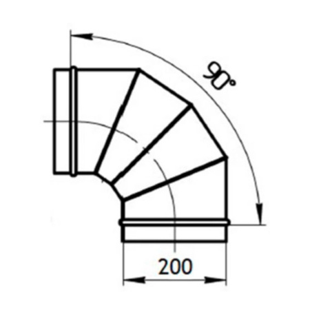 Картинка Отвод для круглых воздуховодов оцинкованная сталь Ø 200 мм 90°