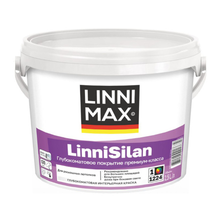 Краска для потолков и стен 2,5 л База 1 LINNIMAX LinniSilan