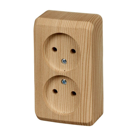 Розетка 2-ная накладная без заземления без шторок Сосна Systeme Electric Этюд