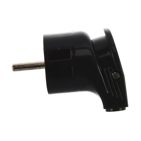 Картинка Вилка угловая с заземлением электрическая 16А 250В 4210 Черная IN HOME