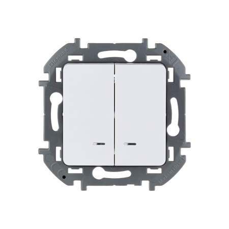 Legrand Inspiria Белый выключатель двухклавишный с подсветкой