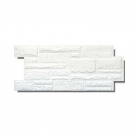 Фасадная панель Цоколь Рваный камень цвет Белый 475x1110 мм