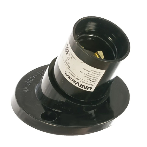 Картинка Патрон электрический E27 карболитовый настенный Чёрный UNIVersal