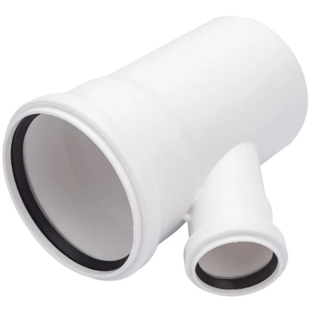 Картинка Тройник 110х50/45° для внутренней канализации бесшумный Белый Политэк