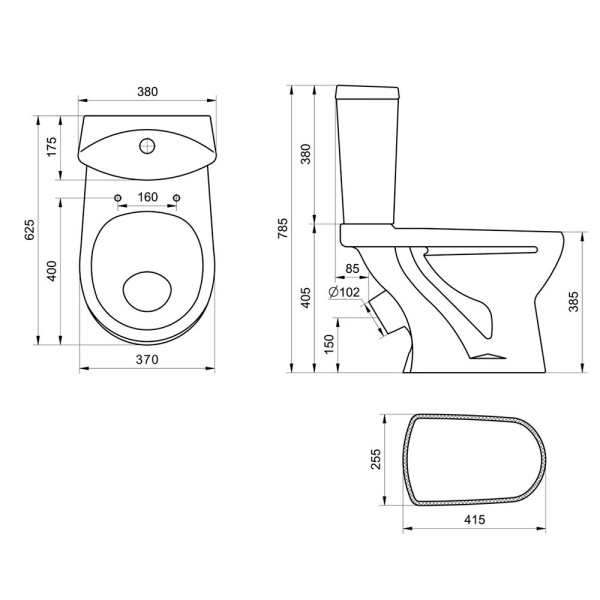 Изображение Унитаз-компакт косой выпуск нижний подвод 1 режим сидения полипропилен Белый Ультра Santeri Картинка Унитаз-компакт косой выпуск нижний подвод 1 режим сидения полипропилен Белый Ультра Santeri