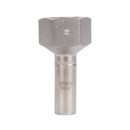 Картинка Вставка переходная НПр-ВР Ø 15х3/4" Нержавеющая сталь ROMMER
