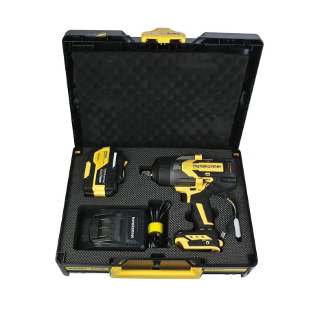 Картинка Гайковерт ударный аккумуляторный 18В 1300 Нм 3/4" 1х6 А\ч кейс Hanskonner PLATINUM