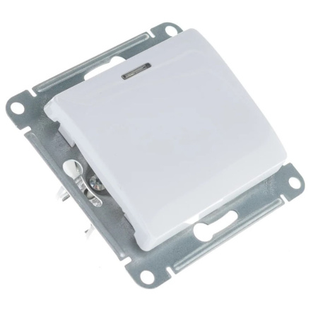 Картинка Переключатель 1 клавиша с подсветкой в рамку Белый Systeme Electric GLOSSA