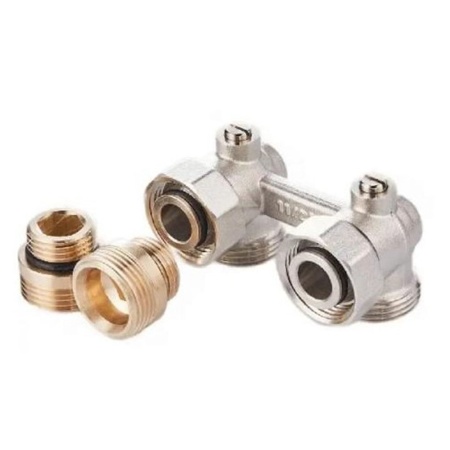 Узел нижнего подключения Н-образный клапан без байпаса 3/4" x1/2" угловой Royal Thermo 