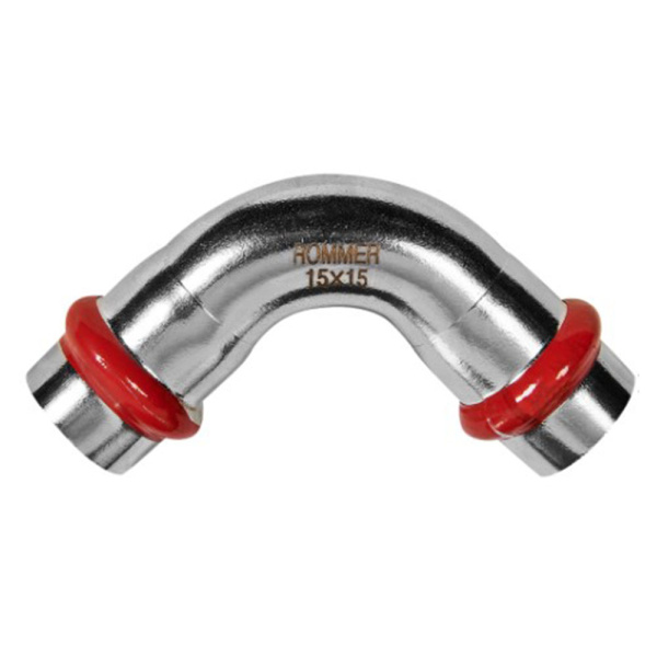 Картинка Угольник ВВ Ø 15 мм 90° Нержавеющая сталь пресс ROMMER