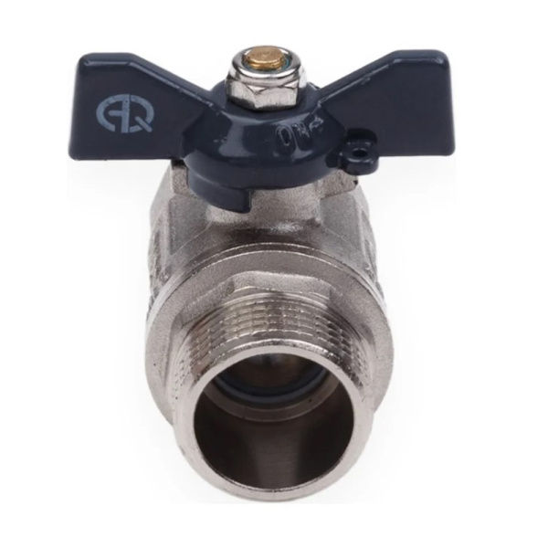 Картинка Кран шаровой ВН 3/4" бабочка Латунь никелированный AQUALINK