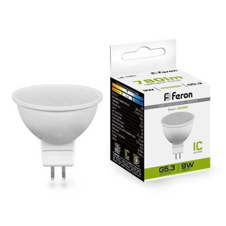 Лампа светодиодная LED MR16 GU5,3 9вт 4000К Белый свет Feron