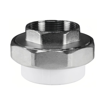 Картинка Муфта комбинированная разъемная Ø 63х2' ВР американка полипропилен Белая PPR Valfex