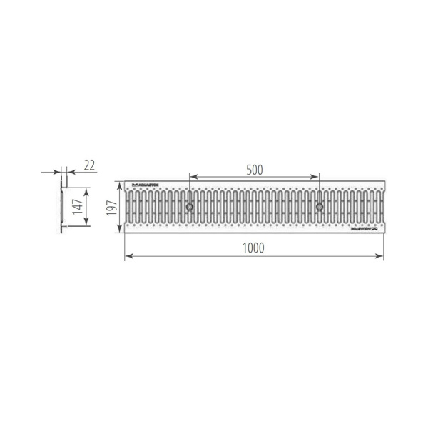 Картинка Решетка для лотка 1000x197x22 мм штампованная оцинковка РШО DN150 А15 AQUASTOK NORMA