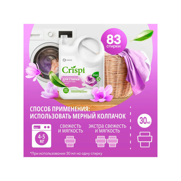 Картинка Гель-концентрат для стирки всех видов вещей CRISPI 2,5 л GRASS