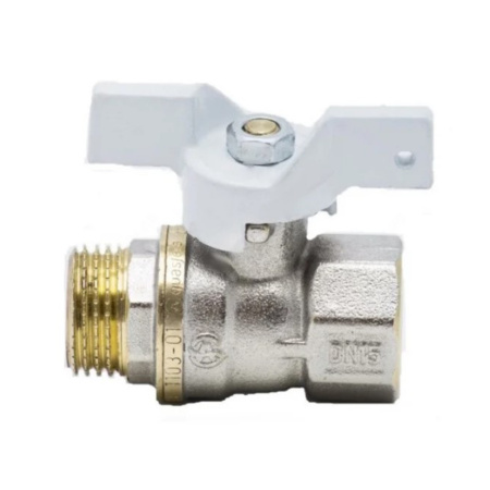 Картинка Кран шаровой 1104 Standard Ду15 1/2" ВР/НР никелированный полнопроходной бабочка Белый Aquasfera 1104-01