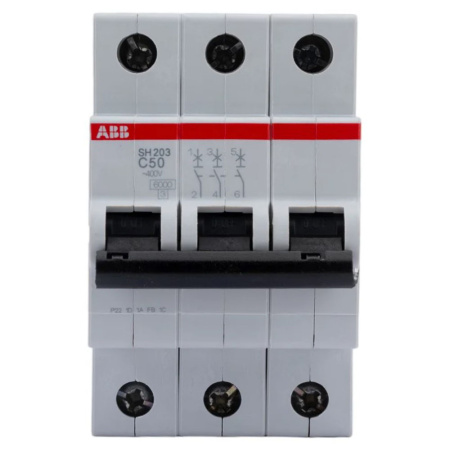 Картинка Автоматический выключатель 3п SH203 С 50А 4,5кА ABB