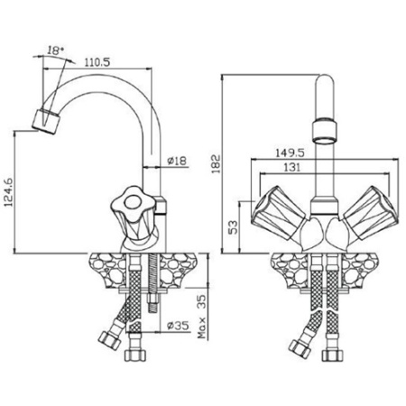 Картинка Смеситель для раковины с поворотным изливом Olives серия Vigo 21110VG