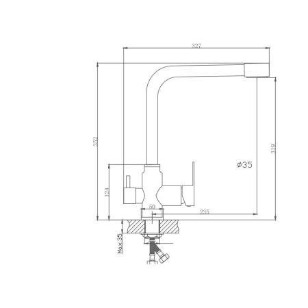 Картинка Смеситель для кухни с подключением фильтра нержавеющая сталь VALFEX Rigel Chrome VF.76802