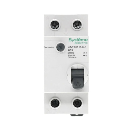 Картинка Автоматический выключатель дифференциального тока АВДТ 1P+N С 16А 4.5kA 30мА тип A 230В City9 C9D55616 Set Systeme Electric