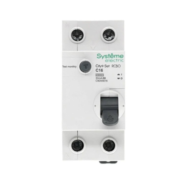Картинка Автоматический выключатель дифференциального тока АВДТ 1P+N С 16А 4.5kA 30мА тип A 230В City9 C9D55616 Set Systeme Electric
