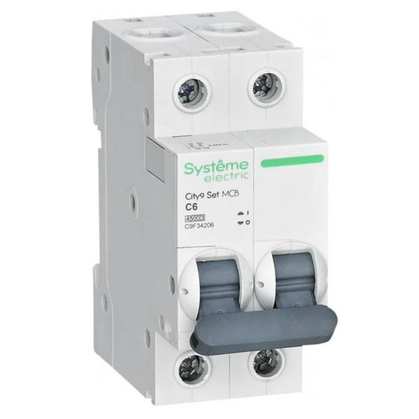 Картинка Выключатель автоматический 2п 6А С 4.5kA 230В City9 Set Systeme Electric
