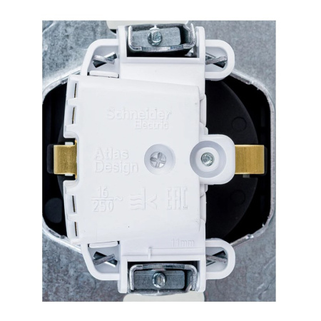 Картинка Розетка с заземление со шторками с крышкой IP44 Карбон System electric ATLASDESIGN AQUA