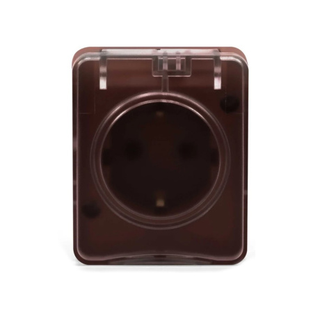 Картинка Розетка 1-местная со шторками и крышкой IP54 16А 250B Коричневая Systeme Electric ATLASDESIGN Profi54