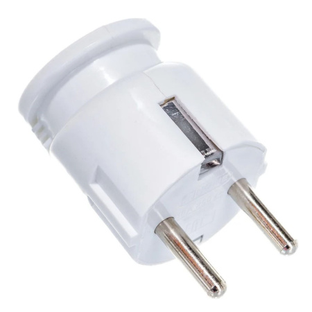 Картинка Вилка угловая с заземлением электрическая 16А 250В 4110 Белая IN HOME