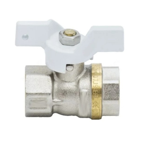 Картинка Кран шаровой 1102 Standard Ду25 1" ВР/ВР никелированный полнопроходной бабочка Белый Aquasfera