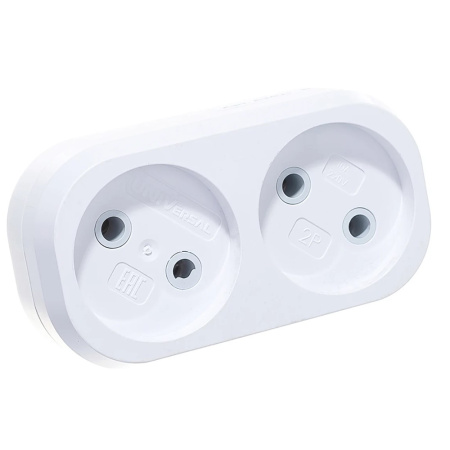 Картинка Тройник на 2 гнезда без заземления 10А А202 UNIVersal