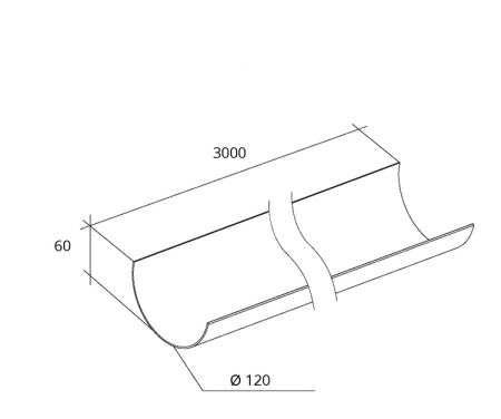 Картинка ПВХ Желоб английский Grand Line Классика 120 3 м шоколадный RAL 8017