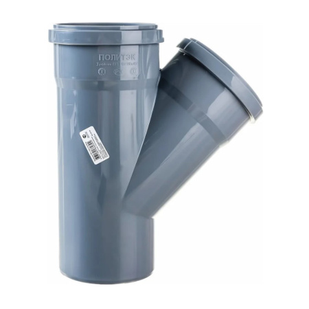 Картинка Тройник 110х110/45° для внутренней канализации Серый Политэк