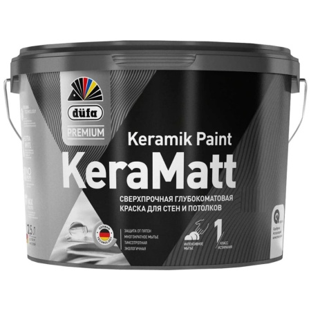 Краска сверхпрочная для стен и потолков BC 9 л глубокоматовая Dufa Premium Keramilk Paint KeraMatt