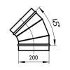 Картинка Отвод для круглых воздуховодов оцинкованная сталь Ø 200 мм 45°