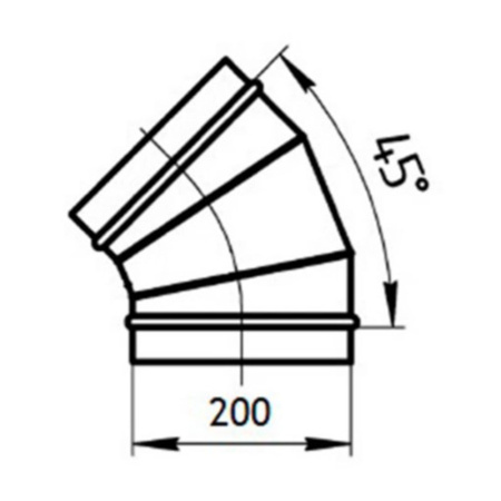 Картинка Отвод для круглых воздуховодов оцинкованная сталь Ø 200 мм 45°